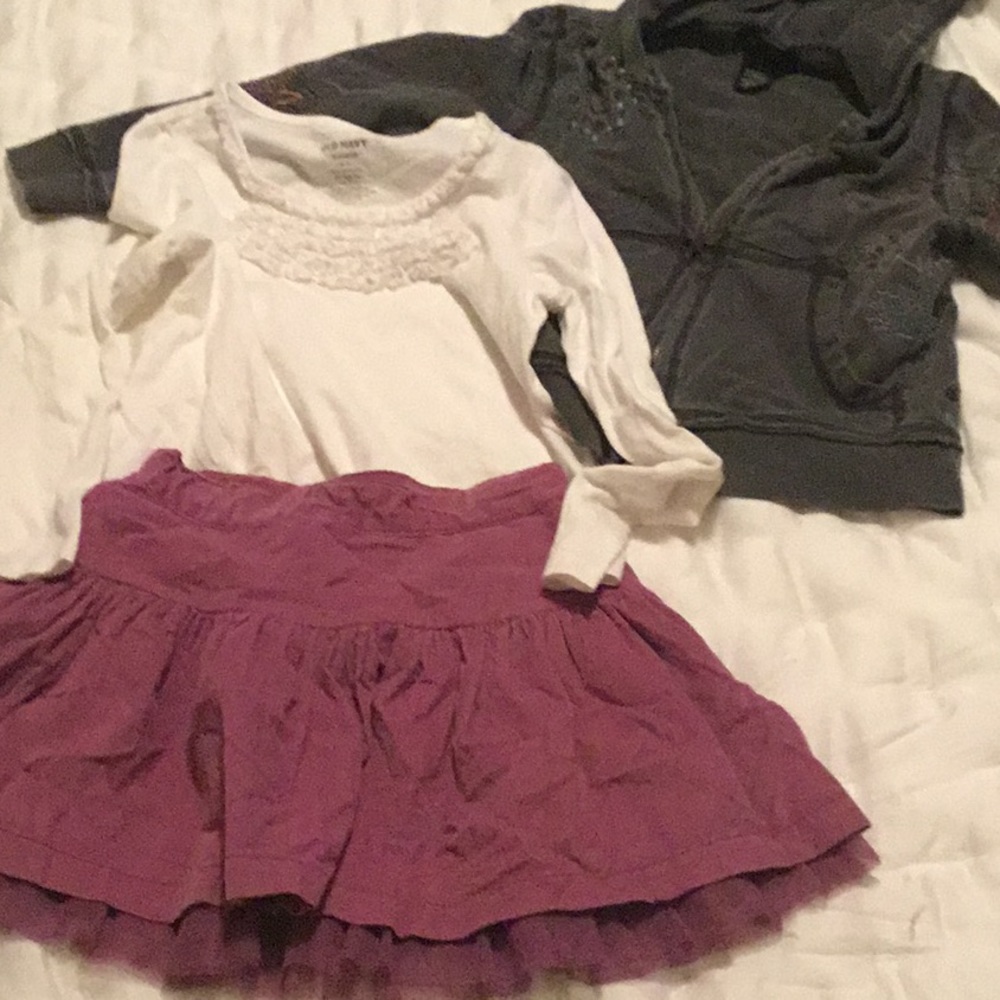 BCBG Zip Up, Ruffle Top and Cord Swing Skirt